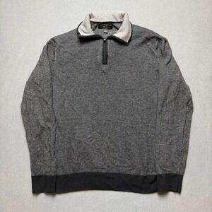 Banana Republic Quarter Zip Knit Sweater Gray Premium Luxe Yarn Size S